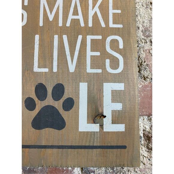 Rustic Wooden Sign “Pets Make Our Lives Whole” Hand Crafted Wall Hanging with Pa - Picture 4 of 9